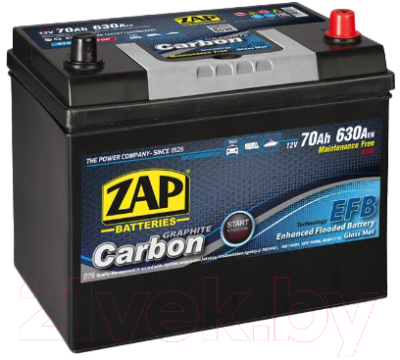 Изображение товара Автомобильный аккумулятор ZAP Carbon EFB Asia R+ / 570 46 (70 А/ч)