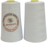 Набор швейных ниток Sentex 100% полиэстер 50/2 5000 ярдов (2шт, белый) - 