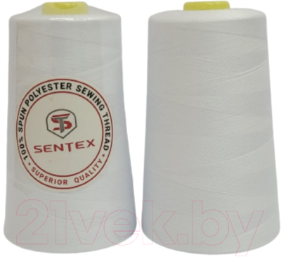 Набор швейных ниток Sentex 100% полиэстер 50/2 5000 ярдов (2шт, белый)