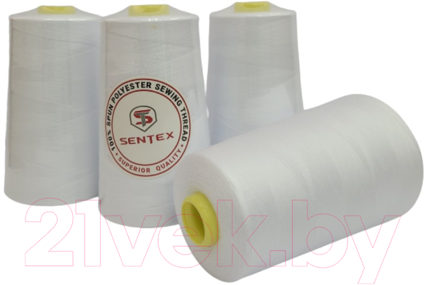 Набор швейных ниток Sentex 100% полиэстер 50/2 5000 ярдов (4шт, белый)