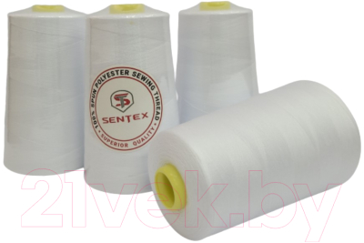 Набор швейных ниток Sentex 100% полиэстер 50/2 5000 ярдов (4шт, белый)