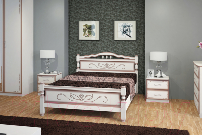 Двуспальная кровать Bravo Мебель Эрика 5 160x200 (дуб молочный)