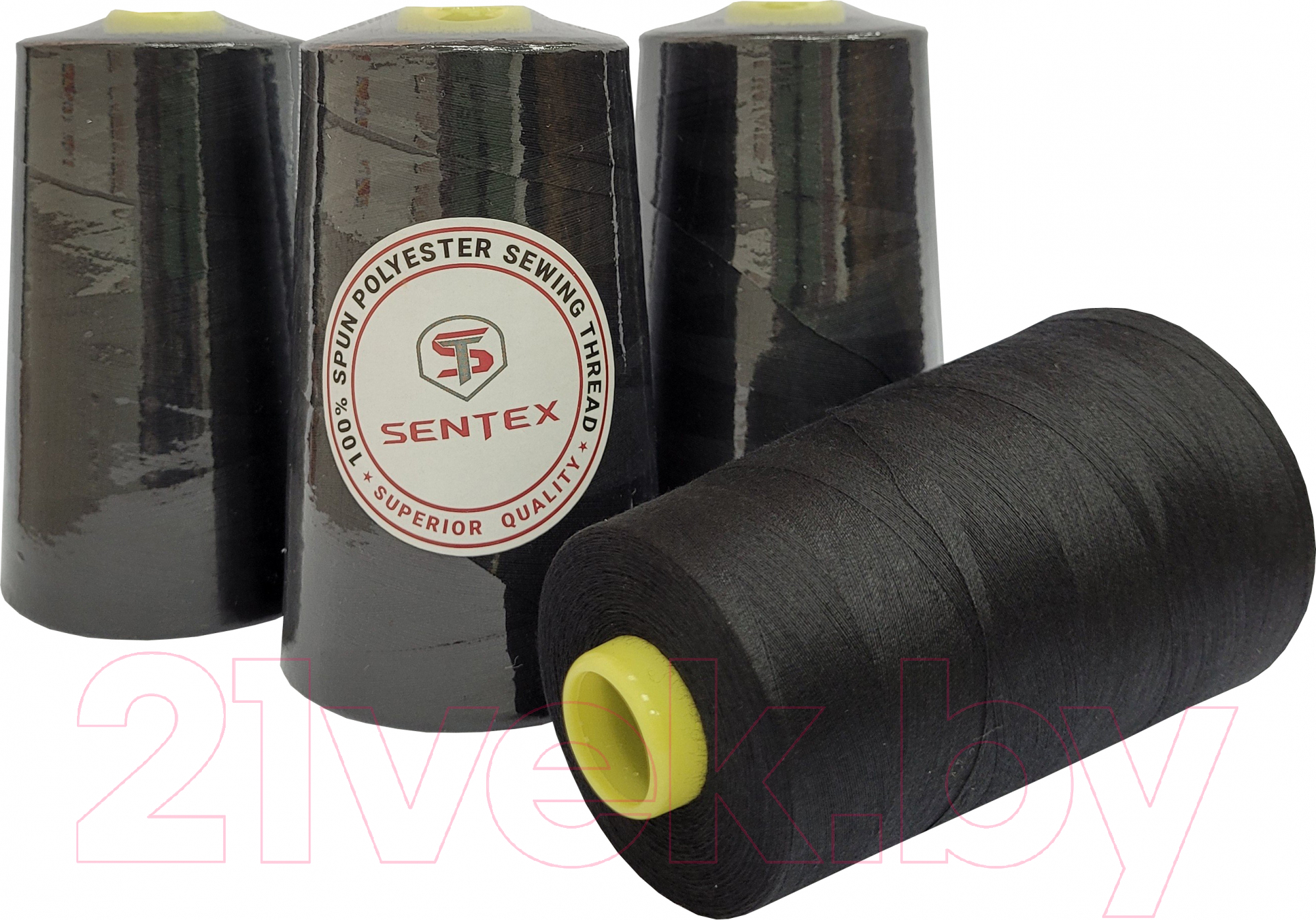 Набор швейных ниток Sentex 100% полиэстер 50/2 5000 ярдов (4шт, черный)