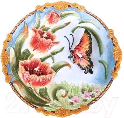 Декоративная тарелка Lefard Бабочка и маки / 59-568