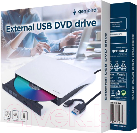 Привод DVD-RW Gembird DVD-USB-03-BW