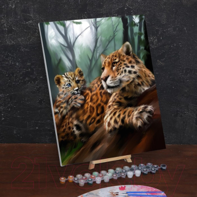 Картина по номерам Школа талантов Леопарды. Мама и малыш / 5248140
