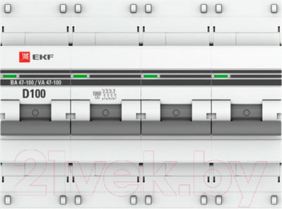 Изображение товара Выключатель автоматический EKF PROxima 4P 100А (D) 10kA ВА 47-100 / mcb47100-4-100D-pro