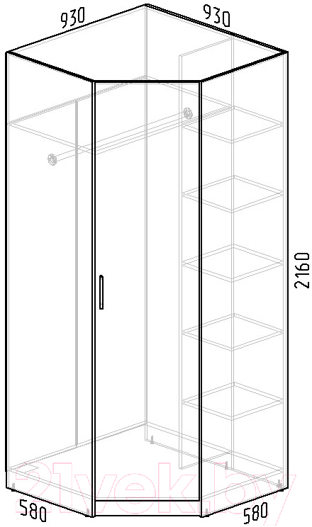 Шкаф Интермебель Марсель МР-10-B3 (графит софт) — фото 5