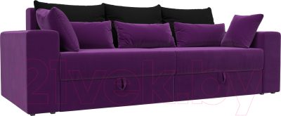 Диван Лига Диванов Майами 128 (микровельвет фиолетовый/подушки черный/фиолетовый)