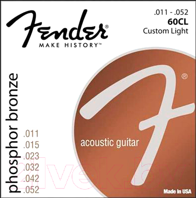 Струны для акустической гитары Fender 60CL PH0S Bronze 11-52