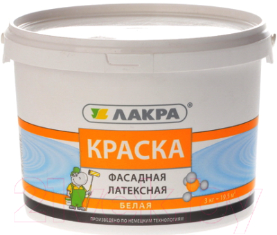 Краска Лакра Латексная фасадная (3кг, белый)