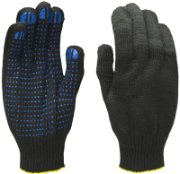 Перчатки защитные No Brand 10 класс ПВХ-точка х/б 180текс E400084 (10пар, черный) - 
