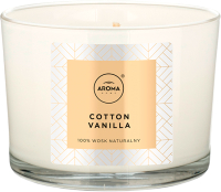 Свеча Aroma Home Scented Candle Cotton Vanilla Ароматическая (115г) - 