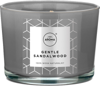 Свеча Aroma Home Scented Candle Gentle Sandalwood Ароматическая (115г) - 