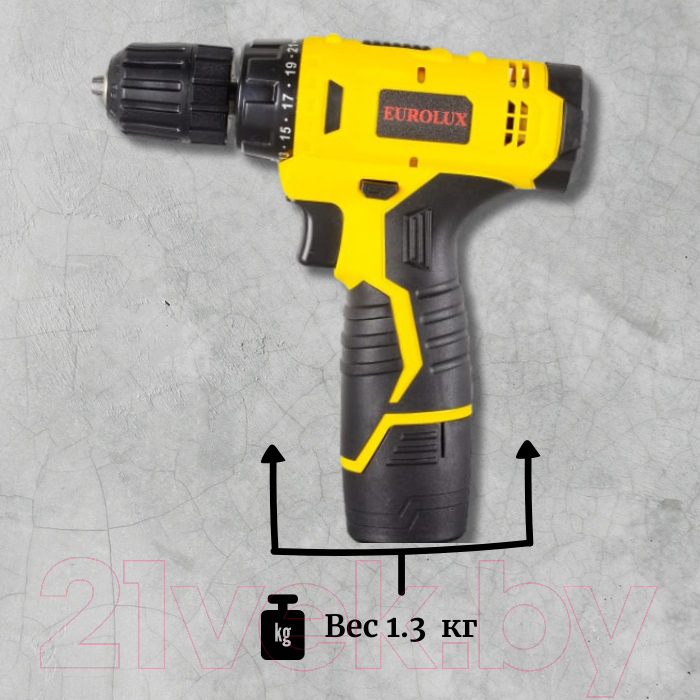 Аккумуляторная дрель-шуруповерт EUROLUX ДА-12/1Li