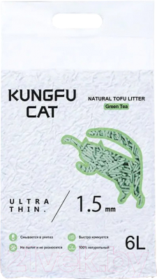 Наполнитель для туалета Kungfu Cat Зеленый чай (6л/2.6кг)