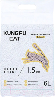 Наполнитель для туалета Kungfu Cat Комкующийся Оригинал без запаха (6л/2.6кг)
