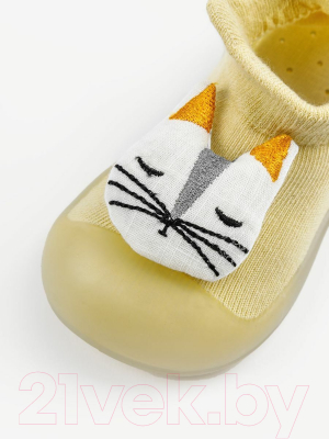Носки детские Amarobaby First Step Cat / AB-OB21-FSB2YE3/04-22 (желтый, р. 22)