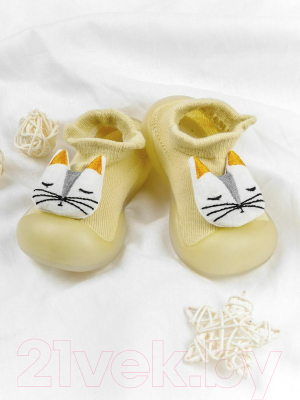 Носки детские Amarobaby First Step Cat / AB-OB21-FSB2YE3/04-22 (желтый, р. 22)