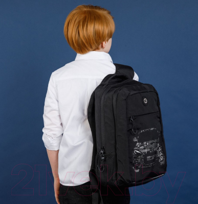 Школьный рюкзак Grizzly RB-356-3 (черный/серый)