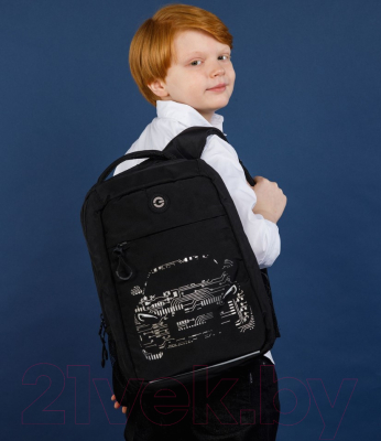 Школьный рюкзак Grizzly RB-356-3 (черный/серый)