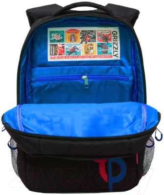 Школьный рюкзак Grizzly RB-356-4 (черный/синий)