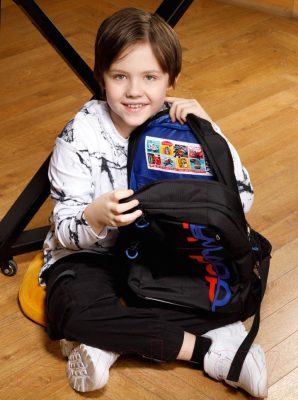 Школьный рюкзак Grizzly RB-356-4 (черный/синий)