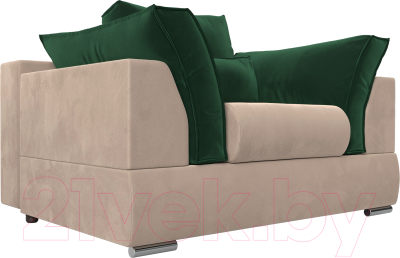 Кресло мягкое Mebelico Пекин (велюр бежевый/подушки велюр зеленый)