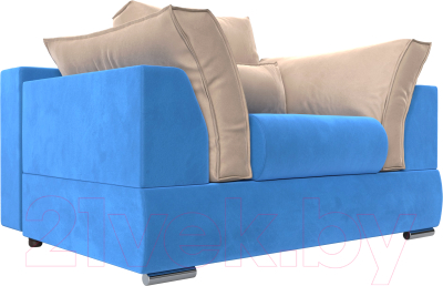 Кресло мягкое Mebelico Пекин (велюр голубой/подушки велюр бежевый)