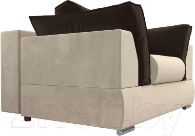 Кресло мягкое Mebelico Пекин (микровельвет бежевый/подушки микровельвет коричневый)
