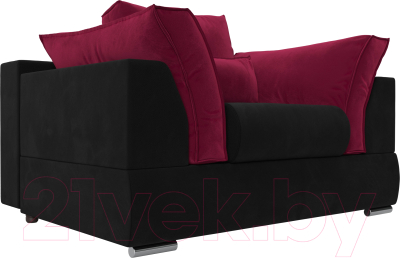 Кресло мягкое Mebelico Пекин (микровельвет черный/подушки микровельвет бордовый)