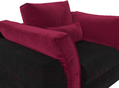 Кресло мягкое Mebelico Пекин (микровельвет черный/подушки микровельвет бордовый)