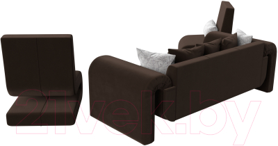 Комплект мягкой мебели Лига Диванов Волна набор 1 (микровельвет коричневый)