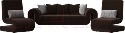 Комплект мягкой мебели Лига Диванов Волна набор 1 (микровельвет коричневый)