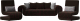 Комплект мягкой мебели Лига Диванов Волна набор 1 (микровельвет коричневый) - 