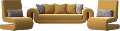 Комплект мягкой мебели Лига Диванов Волна набор 1 (микровельвет желтый)