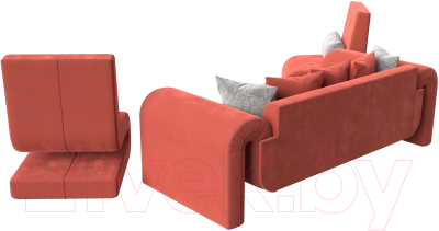 Комплект мягкой мебели Лига Диванов Волна набор 1 (микровельвет коралловый)