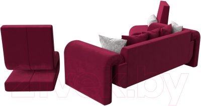 Комплект мягкой мебели Лига Диванов Волна набор 1 (микровельвет бордовый)
