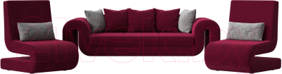 Комплект мягкой мебели Лига Диванов Волна набор 1 (микровельвет бордовый)
