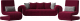 Комплект мягкой мебели Лига Диванов Волна набор 1 (микровельвет бордовый) - 