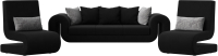 Комплект мягкой мебели Лига Диванов Волна набор 1 (микровельвет черный) - 