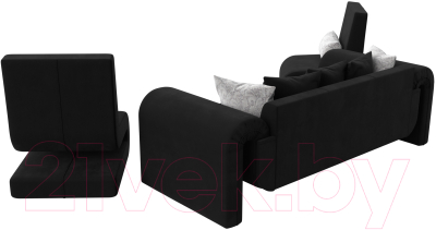 Комплект мягкой мебели Лига Диванов Волна набор 1 (микровельвет черный)