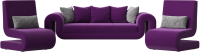 Комплект мягкой мебели Лига Диванов Волна набор 1 (микровельвет фиолетовый) - 