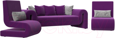 Комплект мягкой мебели Лига Диванов Волна набор 1 (микровельвет фиолетовый)