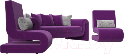 Комплект мягкой мебели Лига Диванов Волна набор 1 (микровельвет фиолетовый)