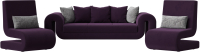 Комплект мягкой мебели Лига Диванов Волна набор 1 (велюр фиолетовый) - 