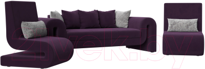 Комплект мягкой мебели Лига Диванов Волна набор 1 (велюр фиолетовый)
