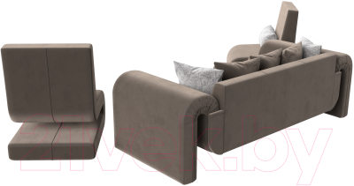 Комплект мягкой мебели Лига Диванов Волна набор 1 (велюр коричневый)