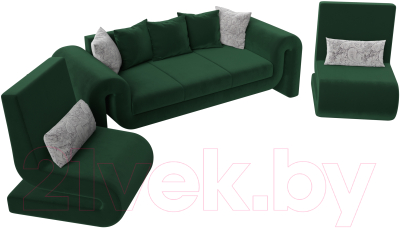Комплект мягкой мебели Лига Диванов Волна набор 1 (велюр зеленый)