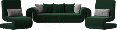 Комплект мягкой мебели Лига Диванов Волна набор 1 (велюр зеленый)